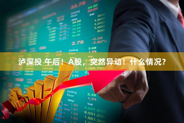 泸深投 午后！A股，突然异动！什么情况？